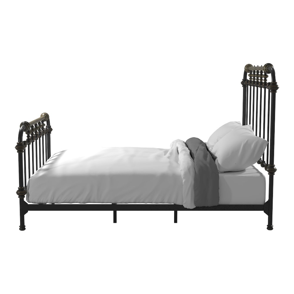 ENITIAL STAR Cecil Transitional Metal Queen Spindle Bed in Antique Black