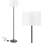 Modern Floor Lamp Simple Design with White Shade, Foot Pedal Switch, 60" Small Tall Lamps for Living Room Bedroom Office Dining Room Kitchen, Black Pole Lamp(Without Bulb)