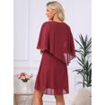 thumbnail image 5 of DARING DIVA Women's Chiffon Half Sleeve V Neck Wedding Guest Dress S Wine Red, 5 of 7