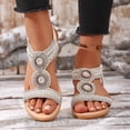 thumbnail image 6 of hoksml Women's Rhinestone Wedge Sandals Open Toe Elastic Slingback 2.16 Inch Wedge Summer Dressy Shoes, 6 of 9