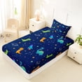 thumbnail image 4 of Erosebridal Cartoon Rocket Twin Sheet Sets,Kawaii Dinosaur Dino Bedding For Boys 3pcs, 4 of 6
