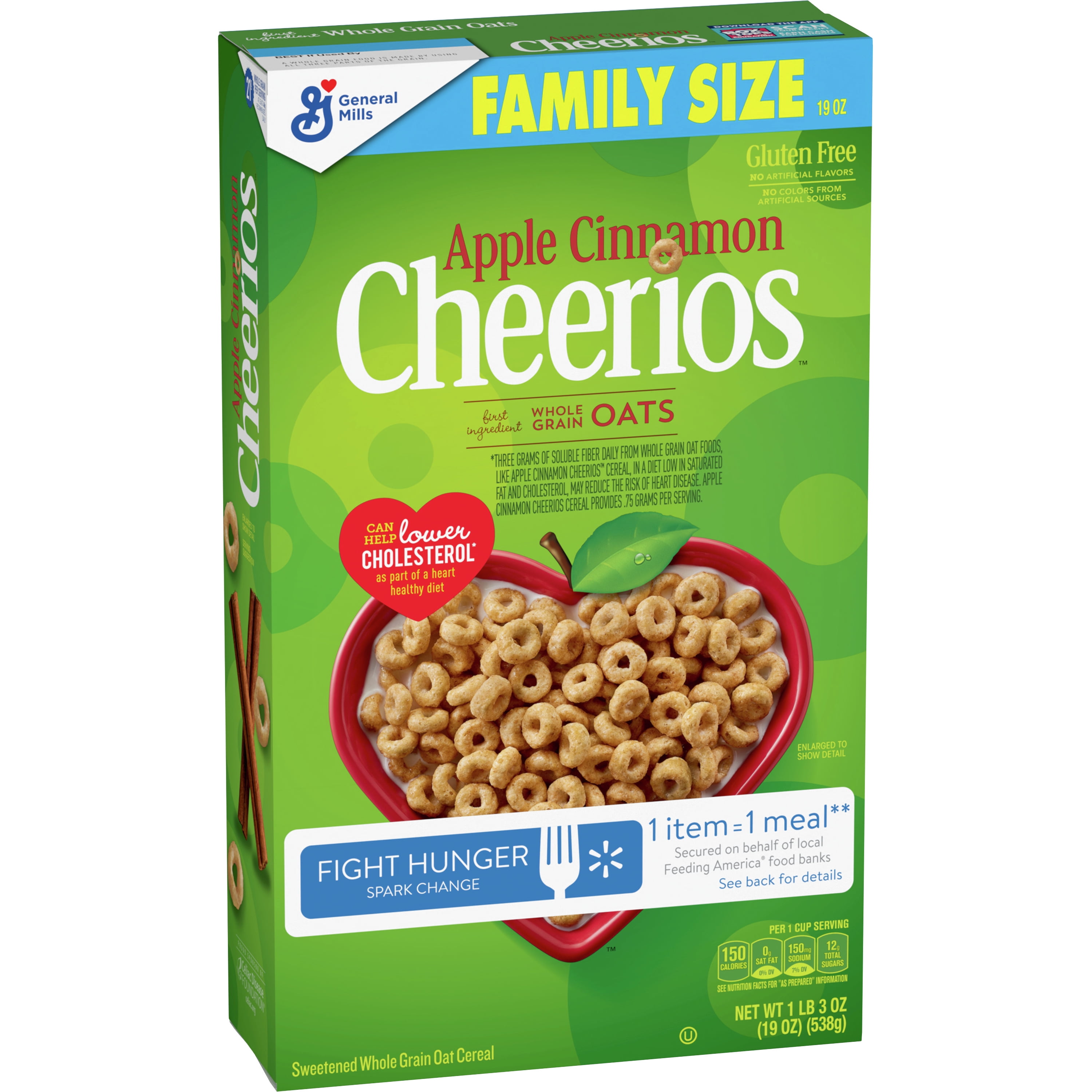 Apple Cinnamon Cheerios Heart Healthy Cereal, 19 OZ Family Size Box