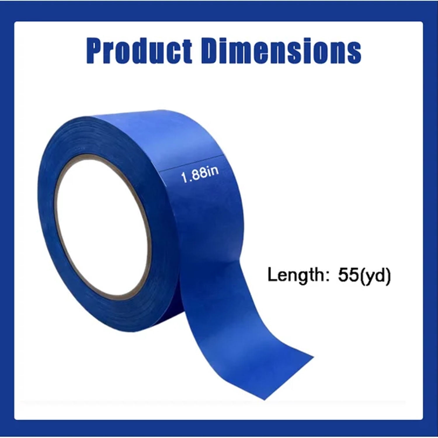 JIqH Blue Masking Tape, 2 inches x 55 yards, residue-free, suitable for wall painting, DIY art projects, and indoor/outdoor use (5 rolls)