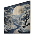 thumbnail image 2 of Designart "Snow Winters Moon silence II" Pointillism Print on Natural Pine Wood, 2 of 5