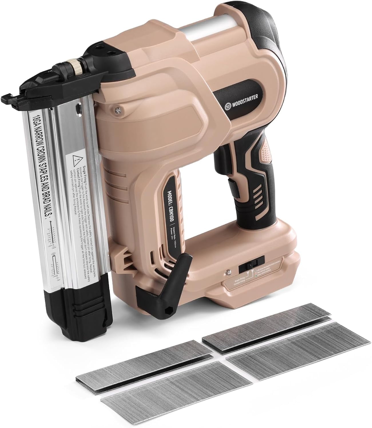 Cordless 2-in-1 Nail Gun & Staple Gun(Tool Only), Driving 2 inches 18GA Brad Nailer, 400 Nails, Depth Adjustment, 2 Firing Mode, LED Lights, Compatible with Makita Batteries, Lightweight