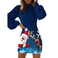 thumbnail image 1 of Gvmfive Women Christmas Print Bodycon Long Sleeve Round Neck Casual Mini Dress, 1 of 4