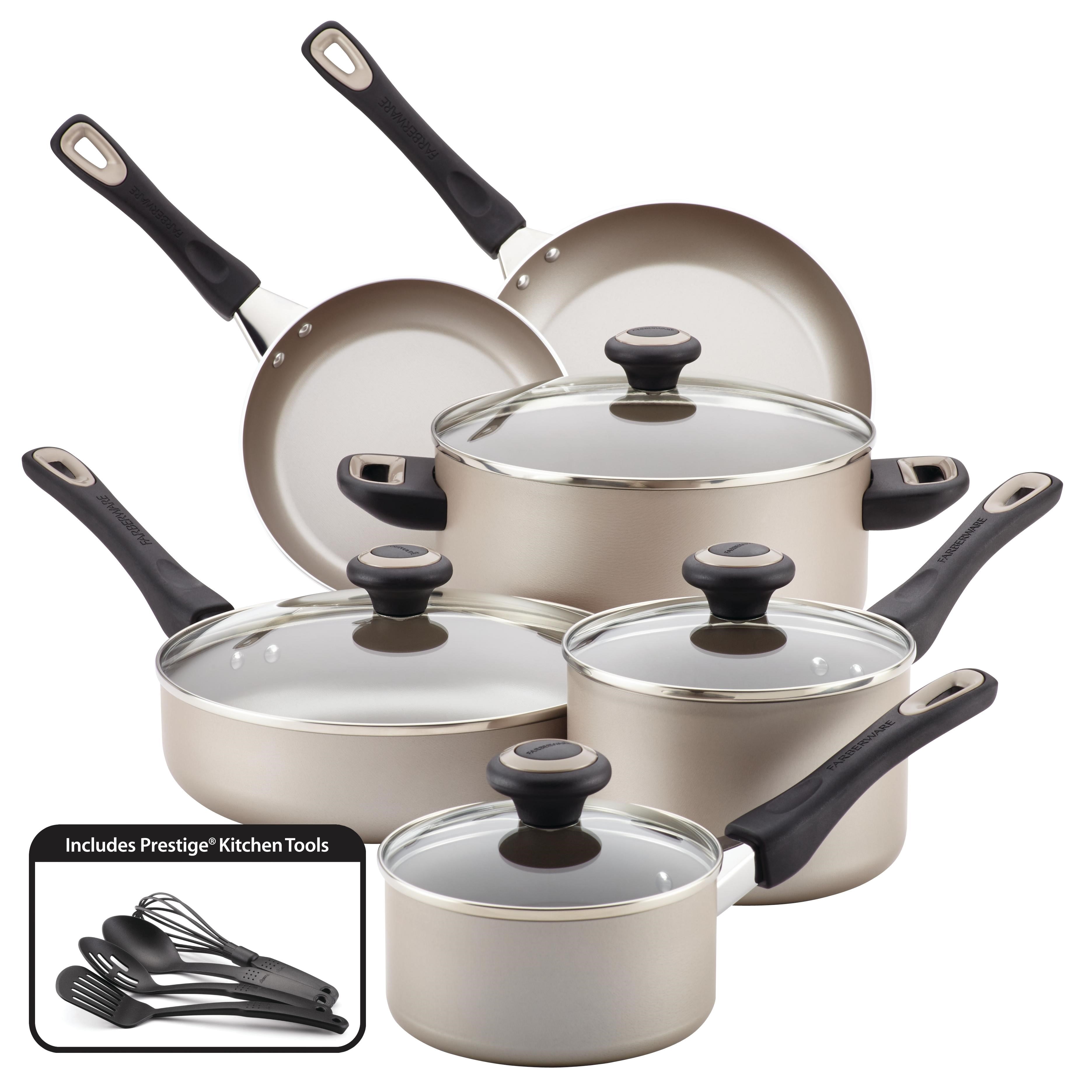 Farberware 15-Piece Dishwasher Safe High Performance Nonstick Pots and Pan  Set/Cookware Set, Champagne