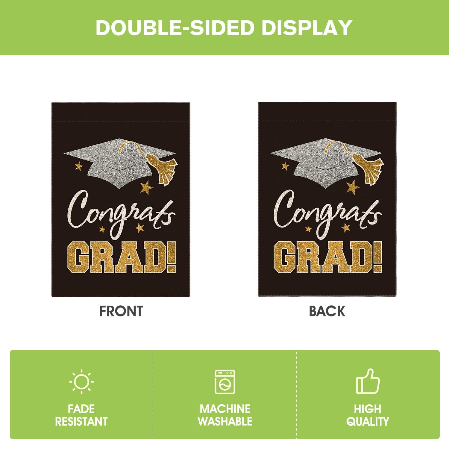 Congratulations on Graduation Garden Flag Graduation Hat Congratulations on Graduation Flag Double sided 2026 Graduation Courtyard Outdoor Decoration