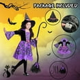 thumbnail image 2 of Sefiry Light-Up Witch Halloween Costume for Girls, LED Glowing Dress, Hat & Broom Set, 5-7T, 2 of 5