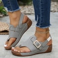 thumbnail image 4 of Yyuenw Women Open Toe Thong Wedge Slides PU Slip On Summer Outdoor Walking Sandals, 4 of 9