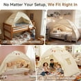 thumbnail image 2 of Toddler bed Tent Canopy: Lights & Flags Indoor Floor Twin Bed Tent Play Tent - Twin Bed Curtains - Play House Bedroom Privacy Space Sleeping Tents Gifts Large Teepee Tent(Golden Beige), 2 of 6