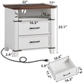 thumbnail image 3 of Leyaoyao 2 Drawers Nightstand Set of 2, Farmhouse Bedside Table with Charging Station, Mid Century End Table for Living Room, Bedroom, White, 3 of 8