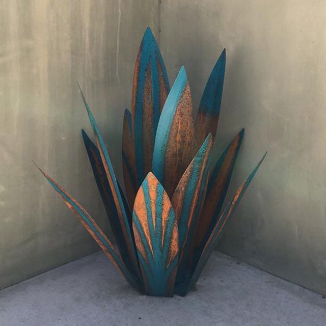 Escultura de jardín de tequila de hierro Decoraciones de patio de agave Estacas Decoración de jardinería