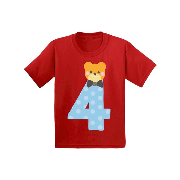 Awkward Styles Fourth Birthday Boy T-Shirt Funny Bear Toddler Shirt