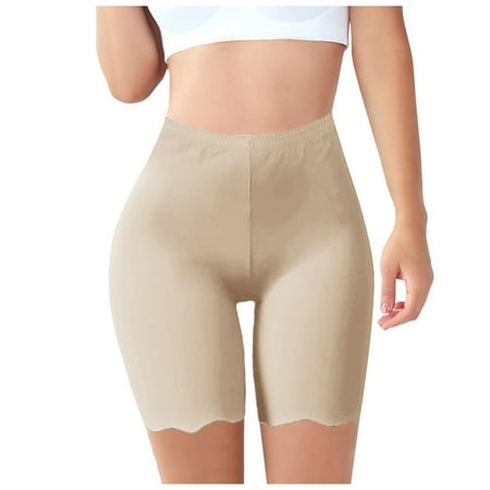 Pxiakgy Hot Sale!! Yoga Shorts for Women Tummy Control 2025 Trendy Underwear Shorts Women High Waisted Summer Shorts for Under Dresses Anti Chafing Soft Lace Trim Trendy Boy Shorts Beige 4Xl