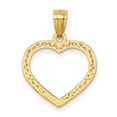 thumbnail image 3 of 14k Yellow Gold Polished and Textured Open Heart Pendant Charm, 3 of 4