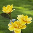 thumbnail image 3 of Enova Home Artificial Real Touch Magnolia Faux Flowers Arrangement in Glass Vase with Faux Water and River Rock for Home Office Wedding Decór (Yellow), 3 of 4