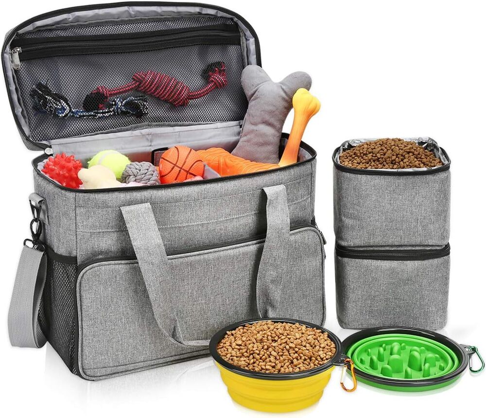 Pet Supply Travel Bag Weekend Tote Dog Gear Food Carrier Travel Organizer Set