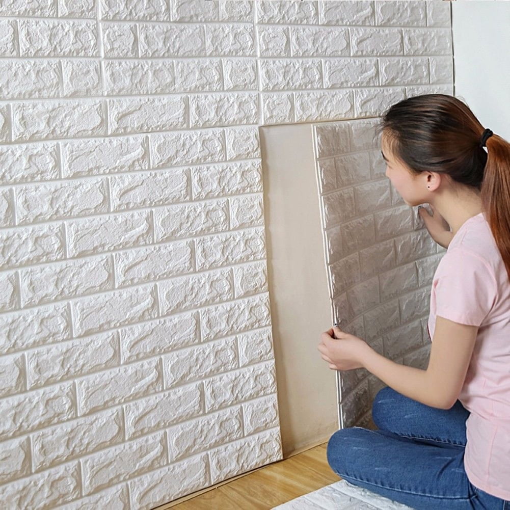 Details about   3D Tile Brick Stone Wall Sticker Self Adhesive PE Foam DIY Embossed Home Decor
