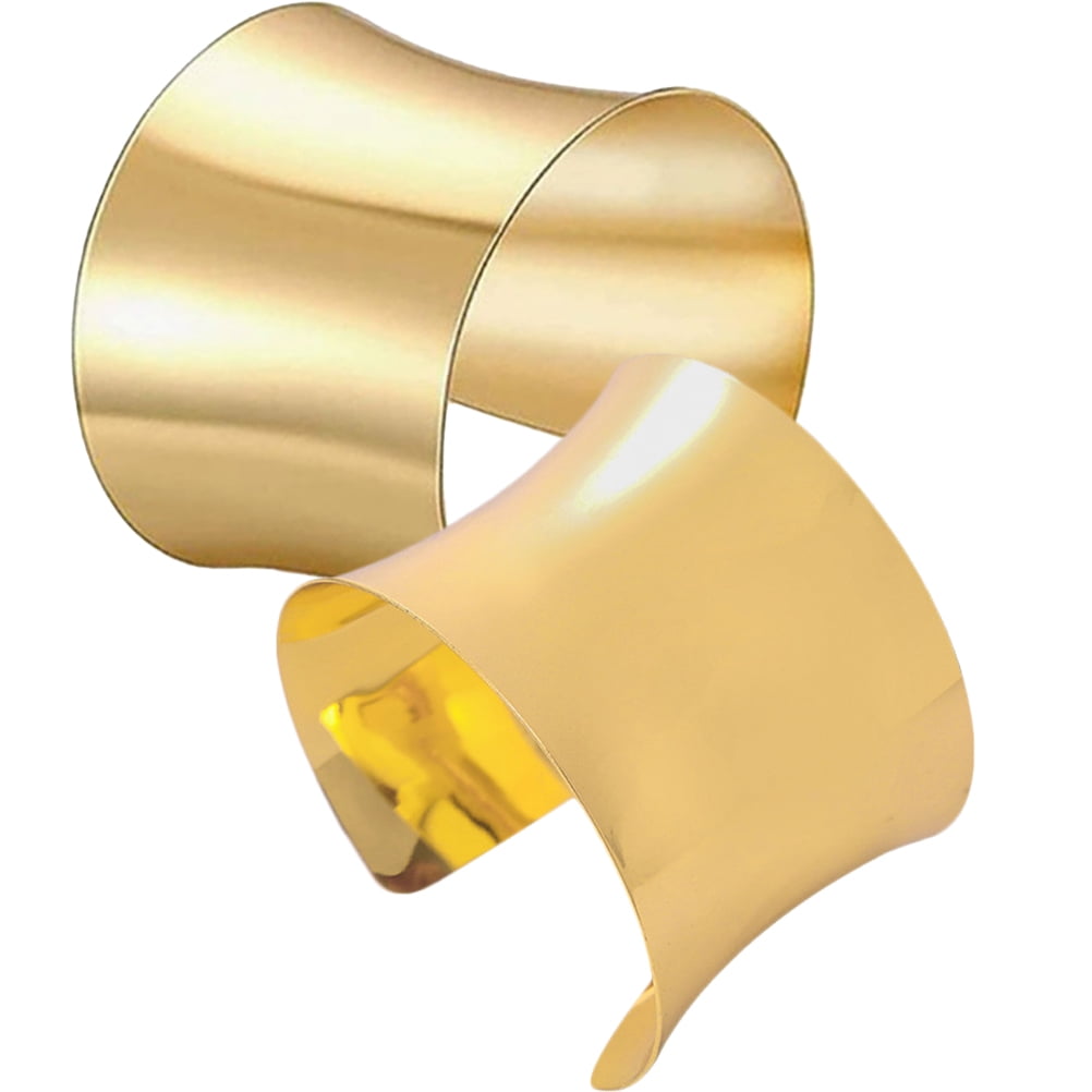 J JEAN QCEE Teardrop Chunky Gold Cuff Bracelet For Women - 18K Gold Plated Open Bangle, Adjustable, Stainless Steel