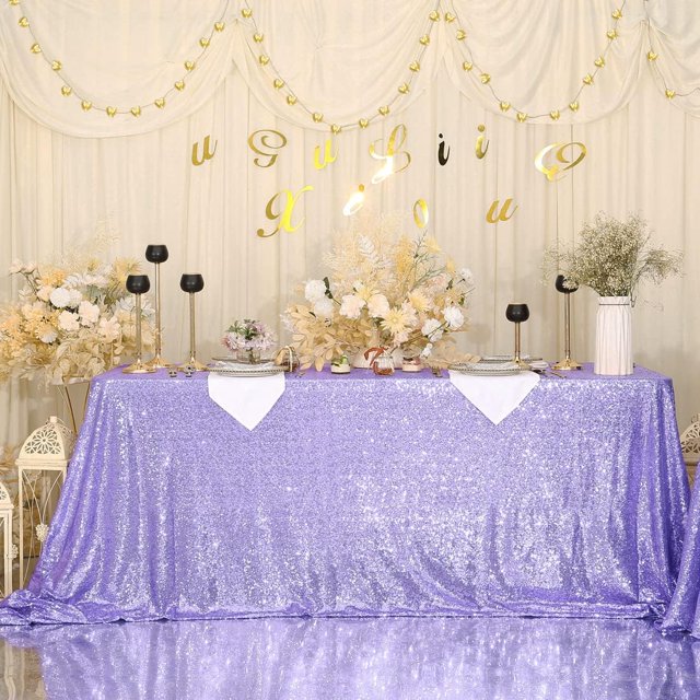 GFDYREE Sequin Tablecloth, Wedding, Sweetheart, Christmas Tree, Rectangular, 60"x102", Lavender