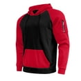 thumbnail image 1 of Men's Casual Patchwork Hoodie Raglan Sleeve Drawstring Long Sleeve Pocket Hooded Sweatshirt Comfortable Stylish Pullover, 1 of 4