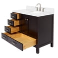 thumbnail image 6 of ARIEL Cambridge 42 Inch Espresso Bathroom Vanity with Single Sink, Solid Wood, Carrara White Quartz Countertop, 1.5-Inch Edge, Right Rectangular Undermount Sink, 2 Soft Closing Doors, 5 Drawers, 6 of 8