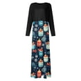 thumbnail image 4 of Christmas Dresses for Women Women's Fashion Casual Christmas Print Round Neck Long Sleeves Oversized Dress for Christmas Party,Dark Blue,M, 4 of 5