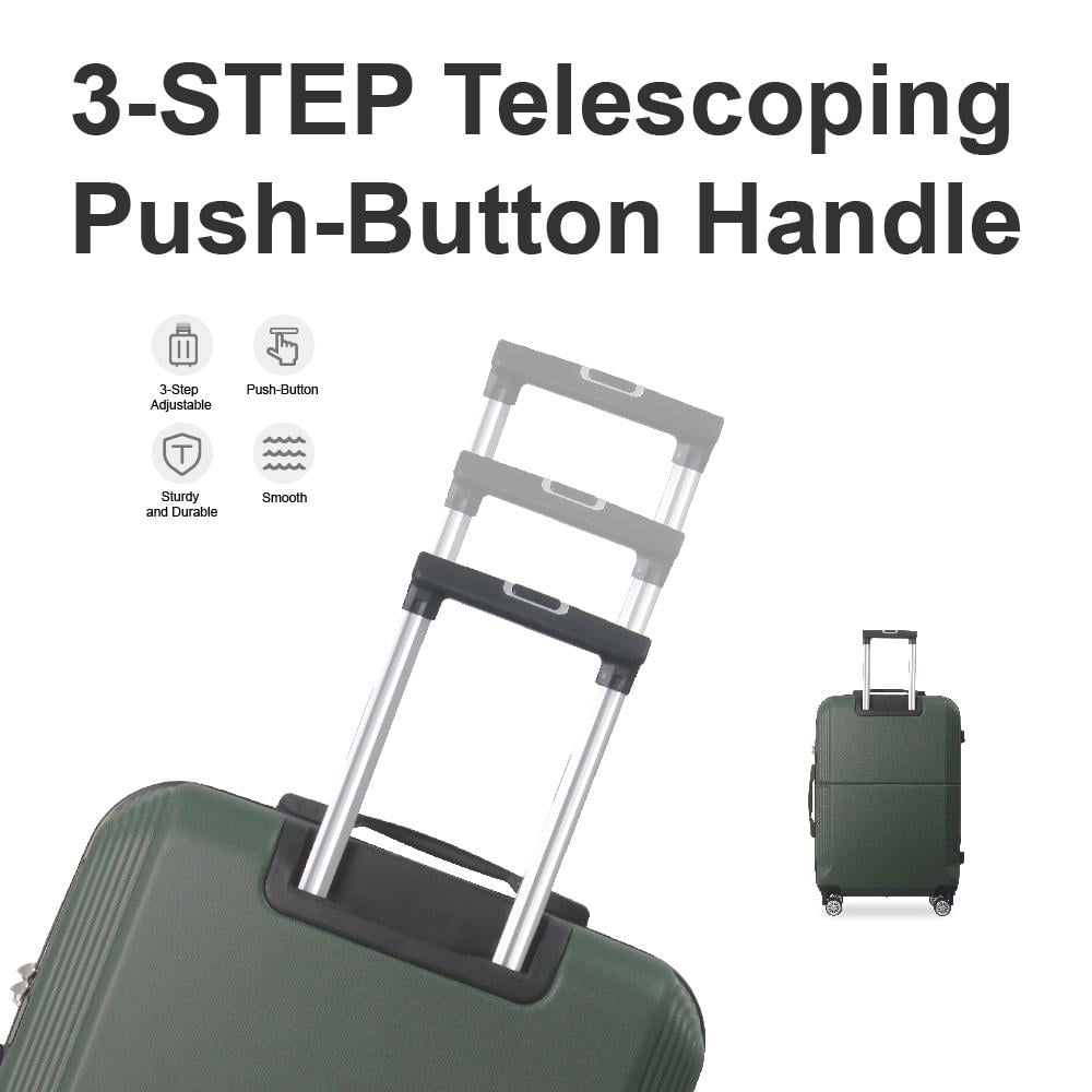 3Pcs ABS Luggage Set of 20" 24" 28", Unisex Suitcases with Telescoping Handle, Silent-Spinner Trunk with TSA-Lock