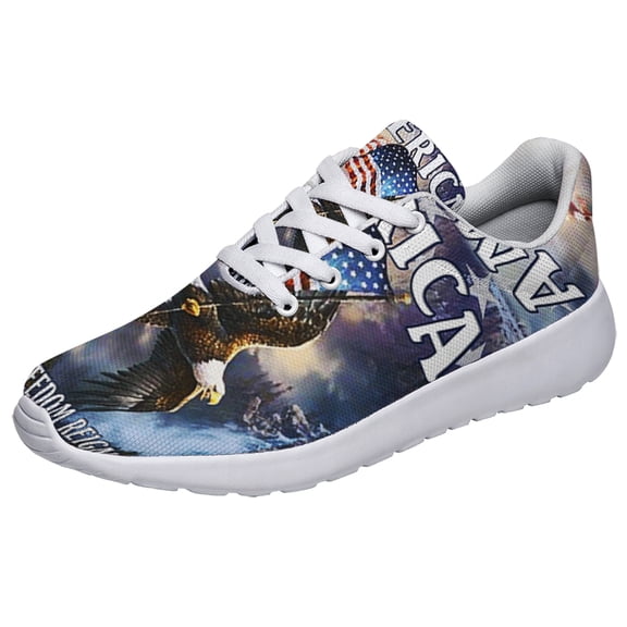 America Eagle Print Sneakers Lightweight Comfortable Running Shoes for Men Women White Size 3.5