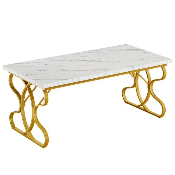 GVN Dining Room Table,Dining Table,Rectangular Modern Luxury Dining Table with Marble Top & Gold Metal Frame for Dining Room