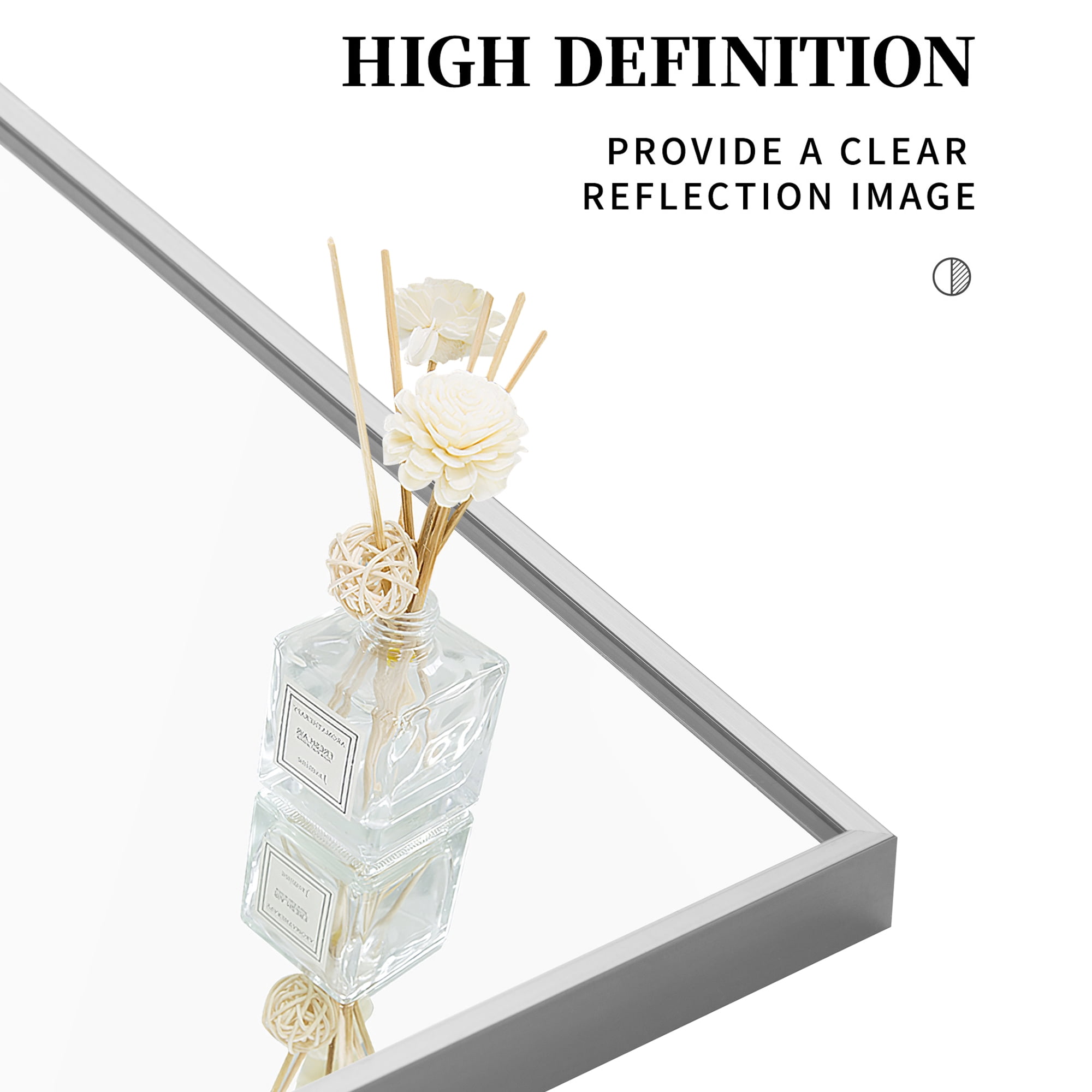MAYEERTY 71"x32" Aluminum Alloy Thin Edge Right Angle Rectangular Silver Full Length Mirror