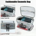 thumbnail image 3 of Unique Bargains 1 Pcs Double Layer Makeup Bag Cosmetic Travel Bag Case Make Up Bag Clear Bags Silver Tone, 3 of 6