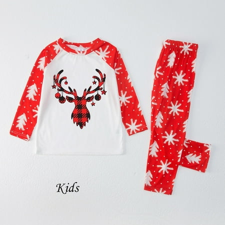 

NEGJ Children Girls Boys Family Christmas Pajamas Homewear Set Christmas Deer Print Pajamas Holiday Pajamas Set Parent Child Wear