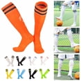 thumbnail image 4 of Chaussettes de Football Professionnelles Fines d'Été à Tube Haut, Bas en Serviette, Chaussettes Rayées Blanches et Bleues, 4 of 9