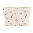 thumbnail image 4 of Makeup Bag, Corduroy Cosmetic Bag, Floral Makeup Pouch, Portable Travel Toiletry Bag, French Style Makeup Storage Bag, Zipper Cosmetic Organizer Purse for Women Daily Travel, Leaf Daisy Print, 4 of 4