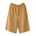 thumbnail image 5 of BLVB Summer Shorts for Women Cotton Linen Elastic Waist Shorts Beach Vacation Trendy Bermuda Shorts with Pockets, 5 of 7