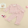 thumbnail image 2 of Ensembles de Pyjama pour Filles Saint-Valentin Imprimé Cœur Manches Longues Col Rabattu Hauts+pantalons Blanc 4-5 Ans, 2 of 6