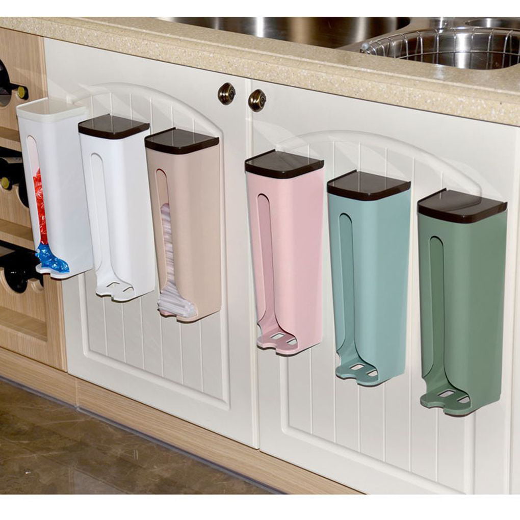 Bag Holder Dispenser Grocery Plastic Storage Box Wall Mount Kitchen practical 