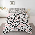 thumbnail image 3 of Manfei Fashion Cartoon Child Full Size Comforter Sets, Black Pink Love Heart Bedding Comforter Set, Chic Leopard Cheetah Print Reversible Bedding Sets, Breathable Home Decor, 3 Pieces, 3 of 8
