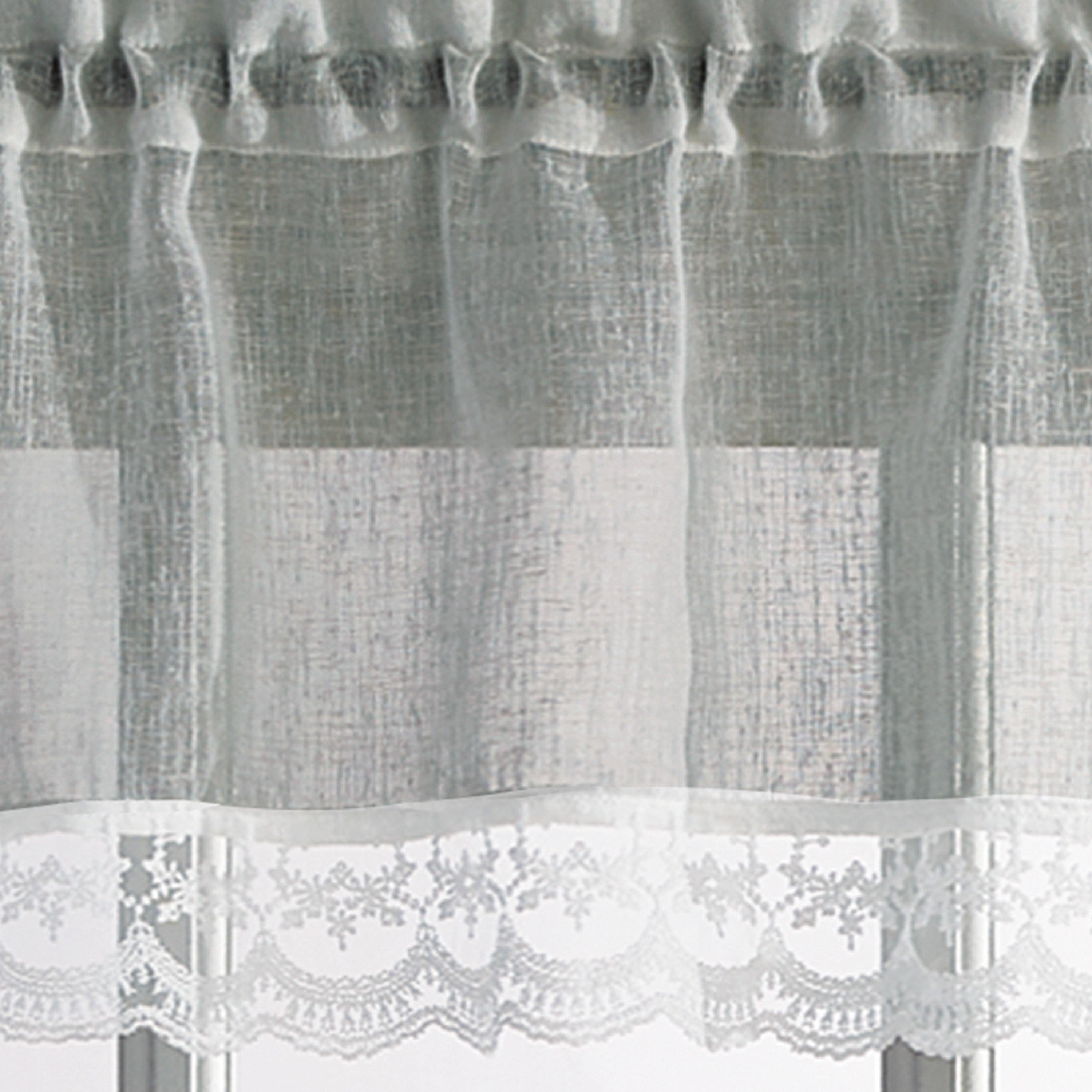 CHF Delicate Lace Valance & Tier Set Grey, 55" x 36", Adult