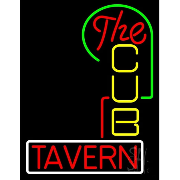 The Cub Tavern LED Neon Sign 19 x 15 - inches, Clear Edge Cut Acrylic Backing, with Dimmer - Bright and Premium built indoor LED Neon Sign for restaurant window and interior decor.