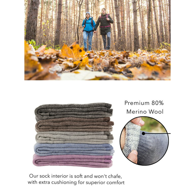 Buy DG Hill Men's, Women's Thermal 80% Merino Wool Socks Thermal Hiking  Crew [3 Pairs, Black/Brown/Grey Medium 5-8.5, 6-10.5] at