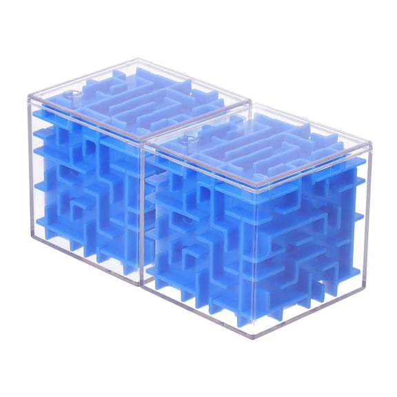 Uxcell Labyrinth Puzzle Box, 2 Pcs Puzzle Cube Funny Labyrinth Game Puzzle Box Mind Teasers Leisure Toys for Adults Birthday Gifts Party Favors, Blue