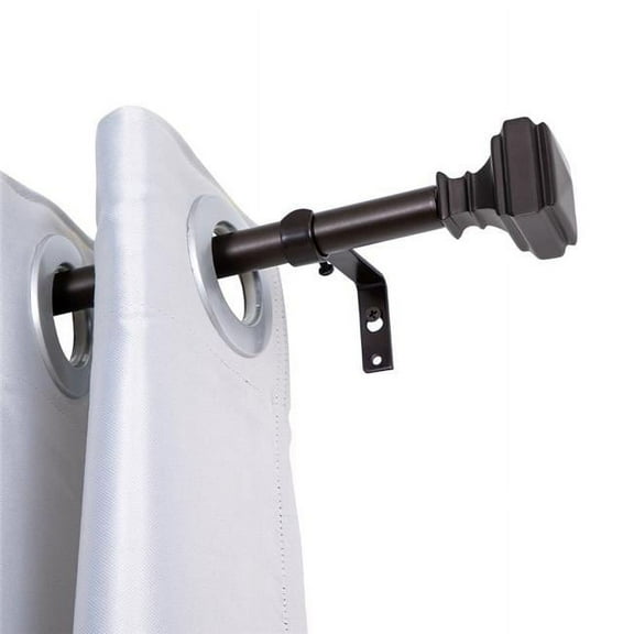 Single Decorative Drapery Adjustable Curtain Rods - Oil Rubbed Bronze - 28-48 in.