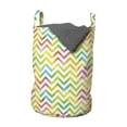 thumbnail image 1 of Chevron Laundry Bag, Colorful Geometric Chevron Design with Grunge Properties Modern Graphic, Hamper Basket with Handles Drawstring Closure for Laundromats, 13" x 19", Multicolor, by Ambesonne, 1 of 4