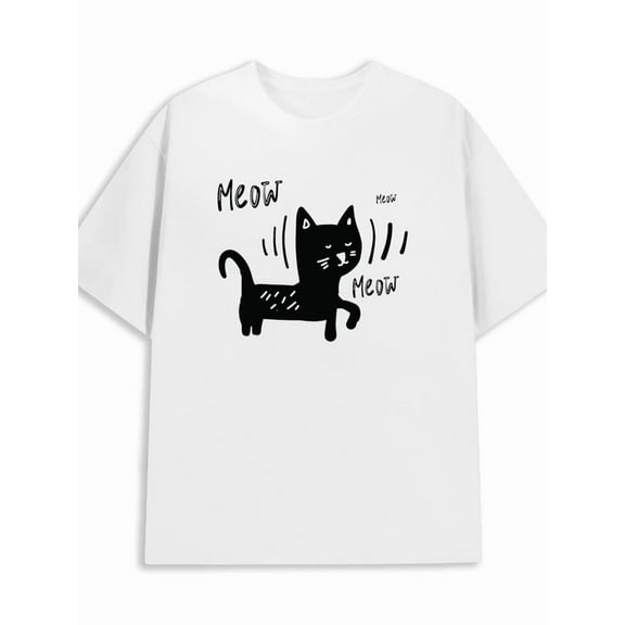 Meow Cat T-Shirt 180G 100% Cotton 180G 100% Cotton men's design your own casual short white Classic Unisex Shirt Graphic Tee tshirts Classic Unisex Shirt Printed tshirts Halloween gifts