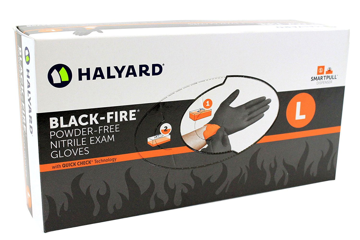 5.5 mil Powder-Free HALYARD Black-FIRE Nitrile Exam Gloves Small Box of 150 44756 
