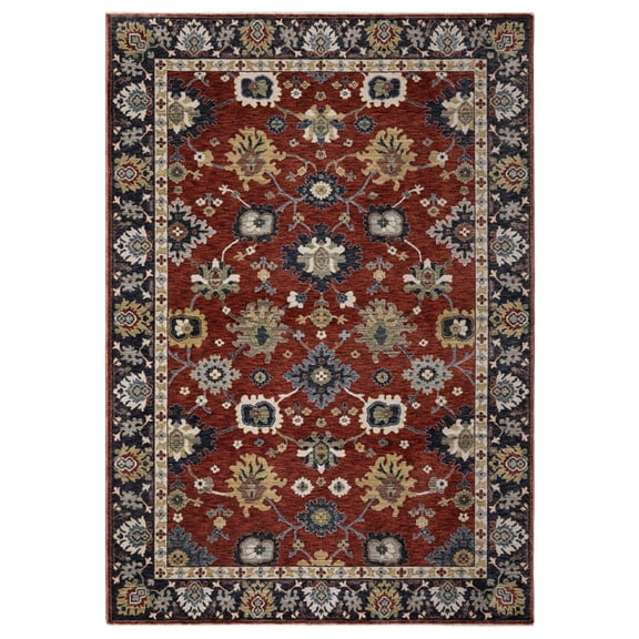Woven Trends Lombardi Area Rug - ELI12 - Traditional-Persian or Oriental Area Rug, Medallion Pattern, Stain Resistant, Living Room, Hallway, Entryway, patio, Office, Polyester Rug in Blue - 8' x 11'
