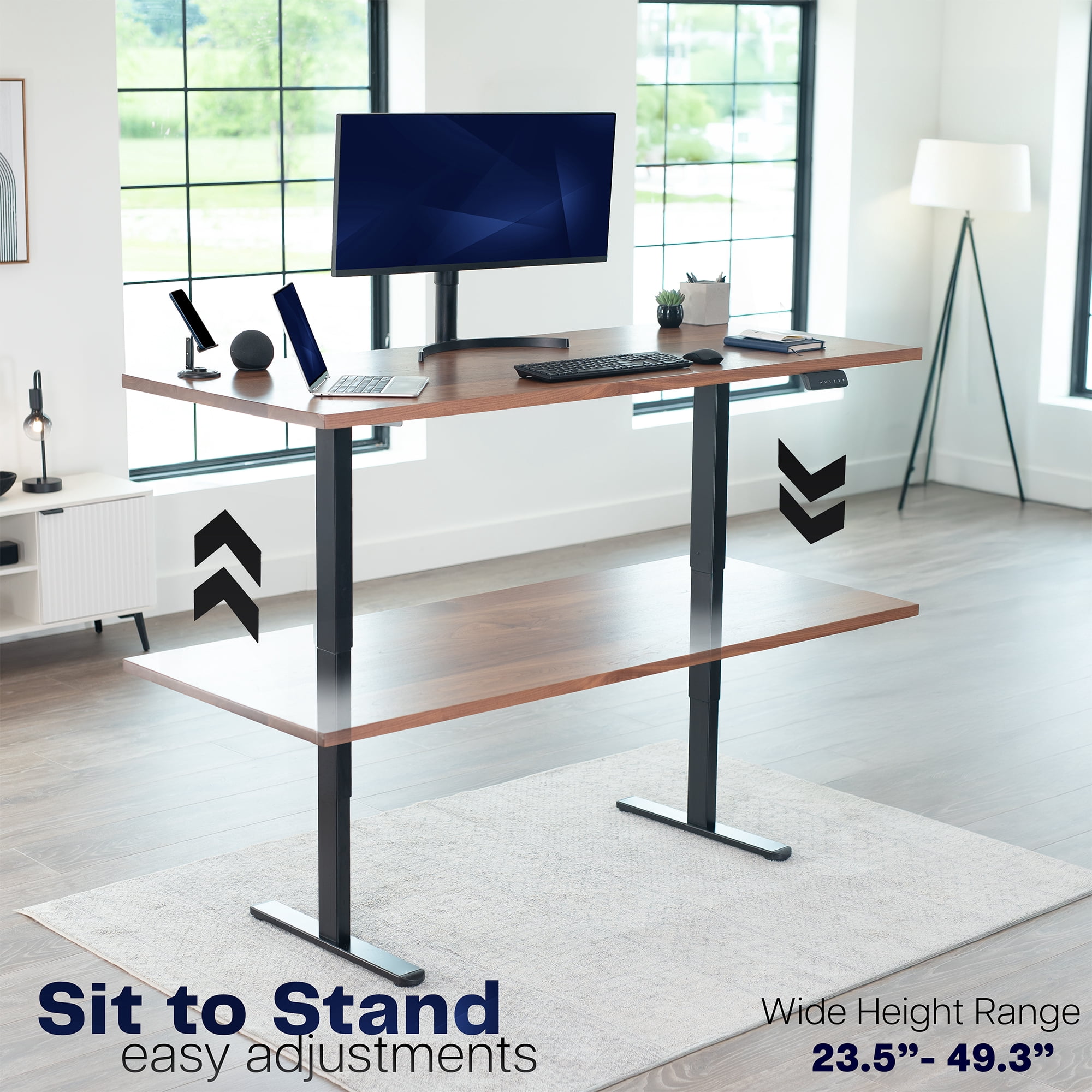 VIVO Black Electric Standing Height Adjustable Desk Frame, Dual Motor Ergonomic